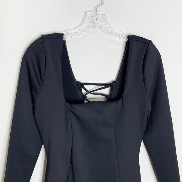 NEW TA3 Squarey Long Sleeve Lace-Back Midi Dress *Black* Sz L - Picture 6 of 13